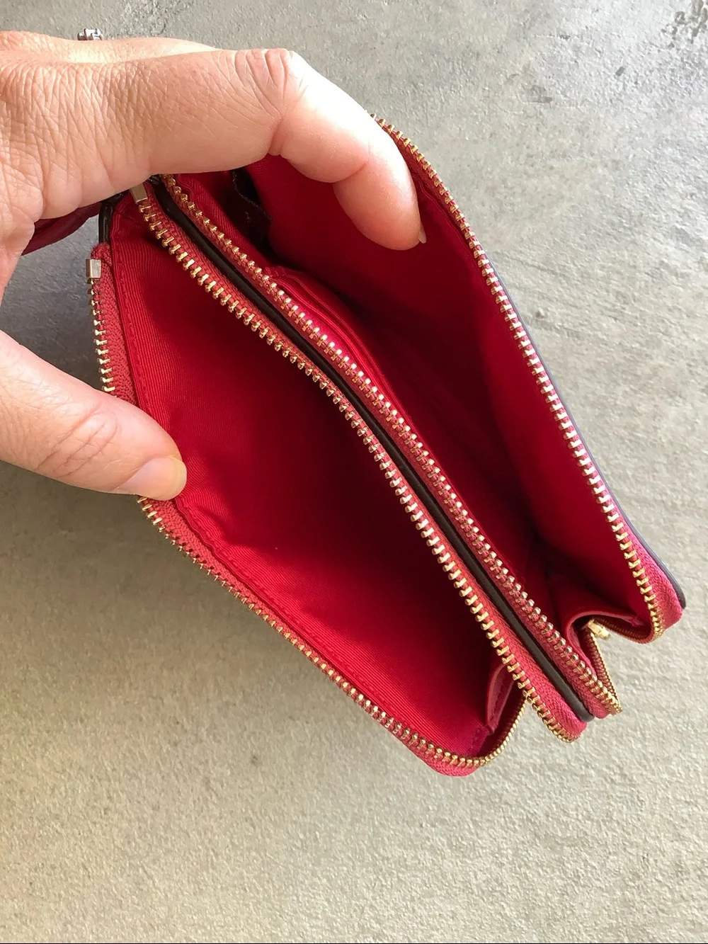 Coach double zipper corner zip wristlet wallet